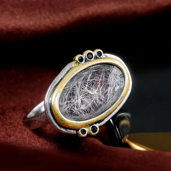 New Two Tone Exquisite CZ Retro Ring - Picture 2 of 6